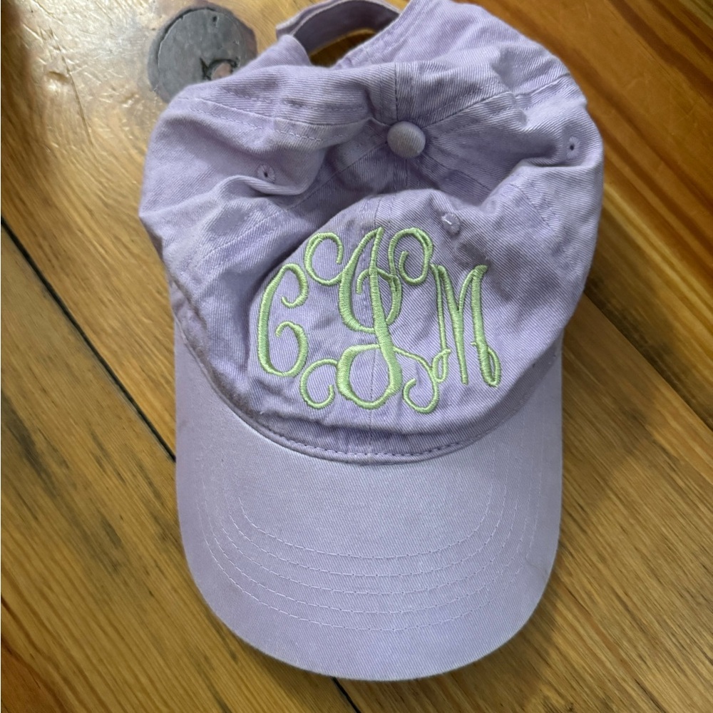 Lavender Monogrammed Cap initials "CJM"